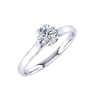 Round Engagement Rings, 1/2 Carat Diamond Solitaire Engagement Ring Crafted In 14 Karat White Gold