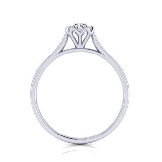 Round Engagement Rings, 1/2 Carat Diamond Solitaire Engagement Ring Crafted In 14 Karat White Gold