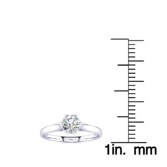 Round Engagement Rings, 1/2 Carat Diamond Solitaire Engagement Ring Crafted In 14 Karat White Gold