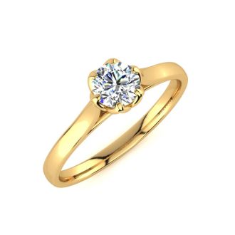 Round Engagement Rings, 1/2 Carat Diamond Solitaire Engagement Ring Crafted In 14 Karat Yellow Gold
