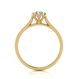 Round Engagement Rings, 1/2 Carat Diamond Solitaire Engagement Ring Crafted In 14 Karat Yellow Gold