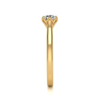 Round Engagement Rings, 1/2 Carat Diamond Solitaire Engagement Ring Crafted In 14 Karat Yellow Gold