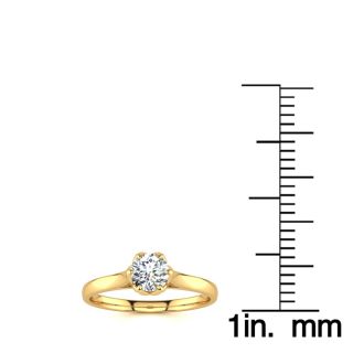 Round Engagement Rings, 1/2 Carat Diamond Solitaire Engagement Ring Crafted In 14 Karat Yellow Gold