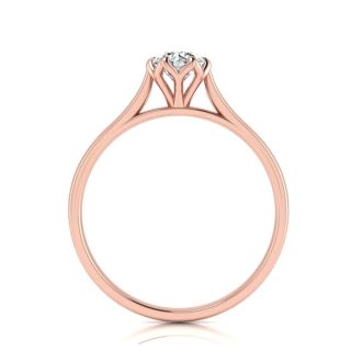 Round Engagement Rings, 1/2 Carat Diamond Solitaire Engagement Ring Crafted In 14 Karat Rose Gold