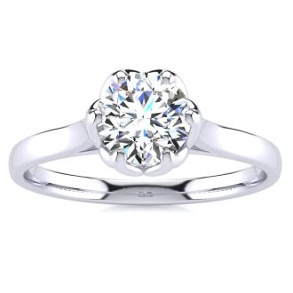 3/4 Carat Diamond Round Engagement Rings In 14K White Gold