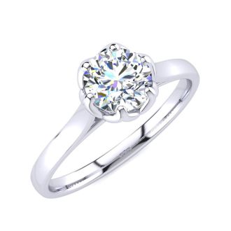 Round Engagement Rings, 3/4 Carat Diamond Solitaire Engagement Ring Crafted In 14 Karat White Gold