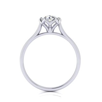 Round Engagement Rings, 3/4 Carat Diamond Solitaire Engagement Ring Crafted In 14 Karat White Gold