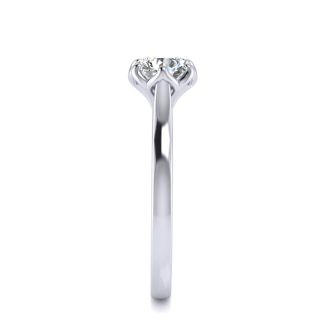 Round Engagement Rings, 3/4 Carat Diamond Solitaire Engagement Ring Crafted In 14 Karat White Gold