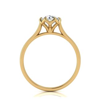 Round Engagement Rings, 3/4 Carat Diamond Solitaire Engagement Ring Crafted In 14 Karat Yellow Gold
