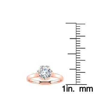 3/4 Carat Diamond Round Engagement Rings In 14K Rose Gold