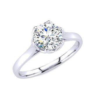 Round Engagement Rings, 1 Carat Diamond Solitaire Engagement Ring Crafted In 14 Karat White Gold