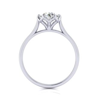 Round Engagement Rings, 1 Carat Diamond Solitaire Engagement Ring Crafted In 14 Karat White Gold