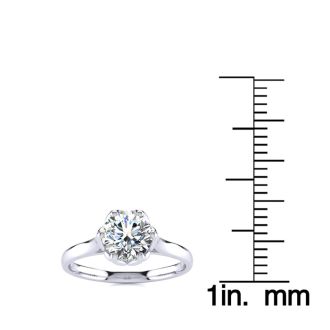 Round Engagement Rings, 1 Carat Diamond Solitaire Engagement Ring Crafted In 14 Karat White Gold