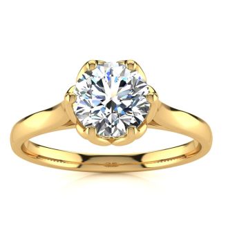 Round Engagement Rings, 1 Carat Diamond Solitaire Engagement Ring Crafted In 14 Karat Yellow Gold