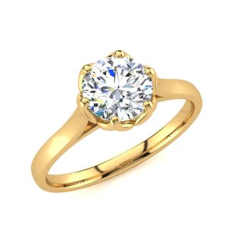 Round Engagement Rings, 1 Carat Diamond Solitaire Engagement Ring Crafted In 14 Karat Yellow Gold