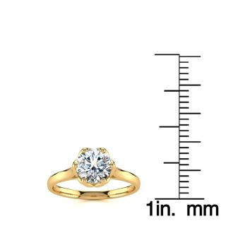 Round Engagement Rings, 1 Carat Diamond Solitaire Engagement Ring Crafted In 14 Karat Yellow Gold