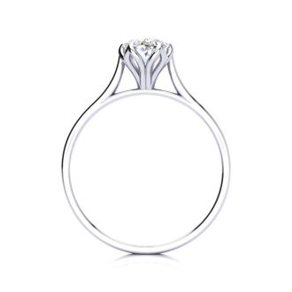 3/4 Carat Oval Shape Solitaire Engagement Ring In 14 Karat White Gold