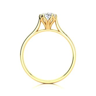 3/4 Carat Oval Shape Solitaire Engagement Ring In 14 Karat Yellow Gold