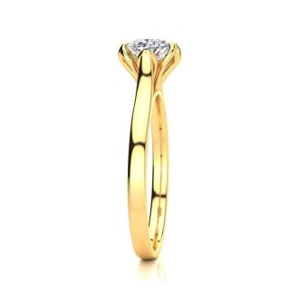3/4 Carat Oval Shape Solitaire Engagement Ring In 14 Karat Yellow Gold