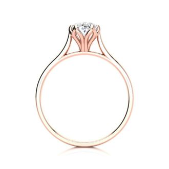 3/4 Carat Oval Shape Solitaire Engagement Ring In 14 Karat Rose Gold
