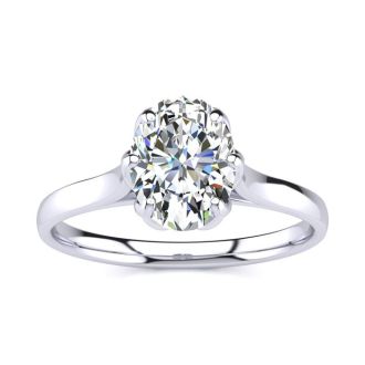 1 Carat Oval Shape Solitaire Engagement Ring In 14 Karat White Gold