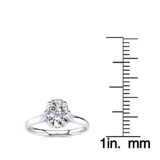 1 Carat Oval Shape Solitaire Engagement Ring In 14 Karat White Gold