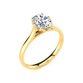 1 Carat Oval Shape Solitaire Engagement Ring In 14 Karat Yellow Gold