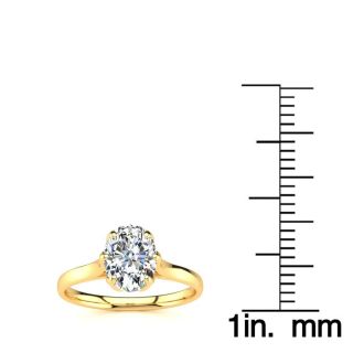 1 Carat Oval Shape Solitaire Engagement Ring In 14 Karat Yellow Gold