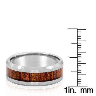 8MM Ethically Sourced Koa Wood and Tungsten Carbide Ring
