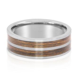 8MM Ethically Sourced Koa Wood and Tungsten Carbide Double Row Ring
