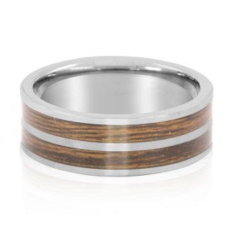 8MM Ethically Sourced Koa Wood and Tungsten Carbide Double Row Ring

