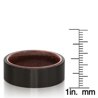 8MM Black Tungsten and Ethically Sourced Koa Wood Flat Top Ring
