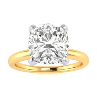 3 Carat Cushion Diamond Engagement Ring In 14K Yellow Gold