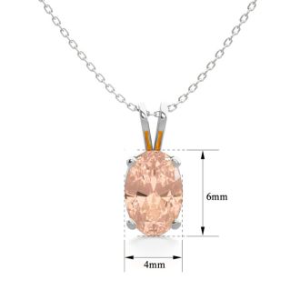 1/2 Carat Oval Shape Morganite Necklace In Sterling Silver With 18 Inch Chain