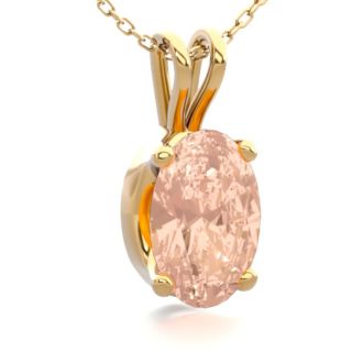 1/2 Carat Oval Shape Morganite Necklace In 14K Yellow Gold Over Sterling Silver With 18 Inch Chain