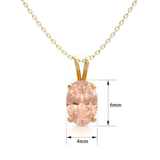 1/2 Carat Oval Shape Morganite Necklace In 14K Yellow Gold Over Sterling Silver With 18 Inch Chain