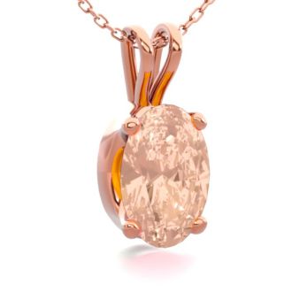 1/2 Carat Oval Shape Morganite Necklace In 14K Rose Gold Over Sterling Silver With 18 Inch Chain
