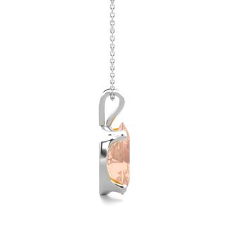 2/3 Carat Oval Shape Morganite Necklace In Sterling Silver With 18 Inch Chain