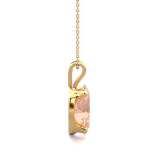 2/3 Carat Oval Shape Morganite Necklace In 14K Yellow Gold Over Sterling Silver With 18 Inch Chain