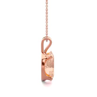 2/3 Carat Oval Shape Morganite Necklace In 14K Rose Gold Over Sterling Silver With 18 Inch Chain