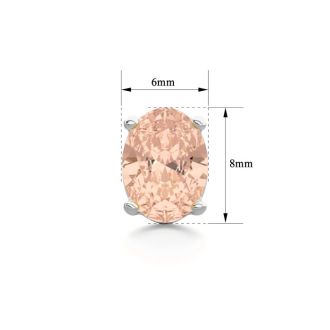 2 Carat Oval Shape Morganite Earrings Studs In Sterling Silver