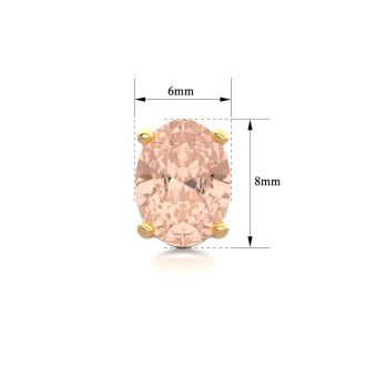 2 Carat Oval Shape Morganite Earrings Studs In 14K Yellow Gold Over Sterling Silver