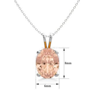 1 Carat Oval Shape Morganite Necklace In Sterling Silver With 18 Inch Chain