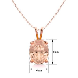 1 Carat Oval Shape Morganite Necklace In 14K Rose Gold Over Sterling Silver With 18 Inch Chain