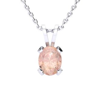 3 Carat Oval Shape Morganite Necklace and Earring Set In Sterling Silver