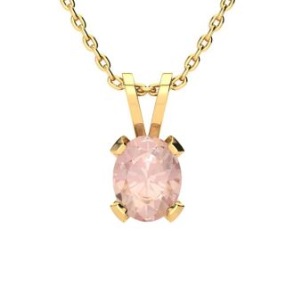 3 Carat Oval Shape Morganite Necklace and Earring Set In 14K Yellow Gold Over Sterling Silver