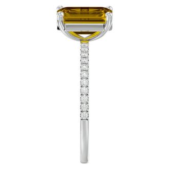 1 1/2 Carat Citrine and Diamond Ring In 14 Karat White Gold