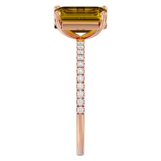 1 1/2 Carat Citrine and Diamond Ring In 14 Karat Rose Gold