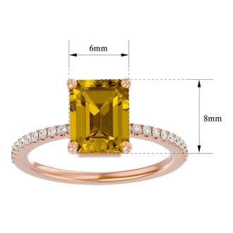 1 1/2 Carat Citrine and Diamond Ring In 14 Karat Rose Gold