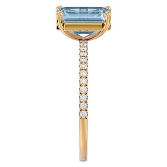 Aquamarine Ring: Aquamarine Jewelry: 1 1/2 Carat Aquamarine and Diamond Ring In 14 Karat Yellow Gold